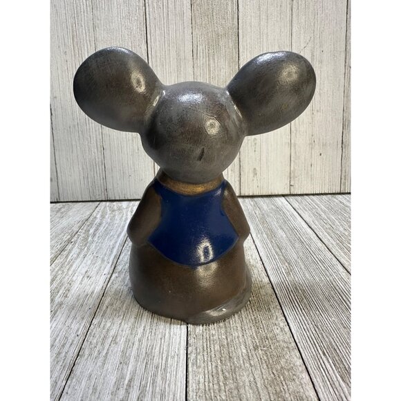 Vintage Painted Castle Ceramic Gentleman Gray Mouse with Blue Vest and Bowtie - Picture 3 of 7